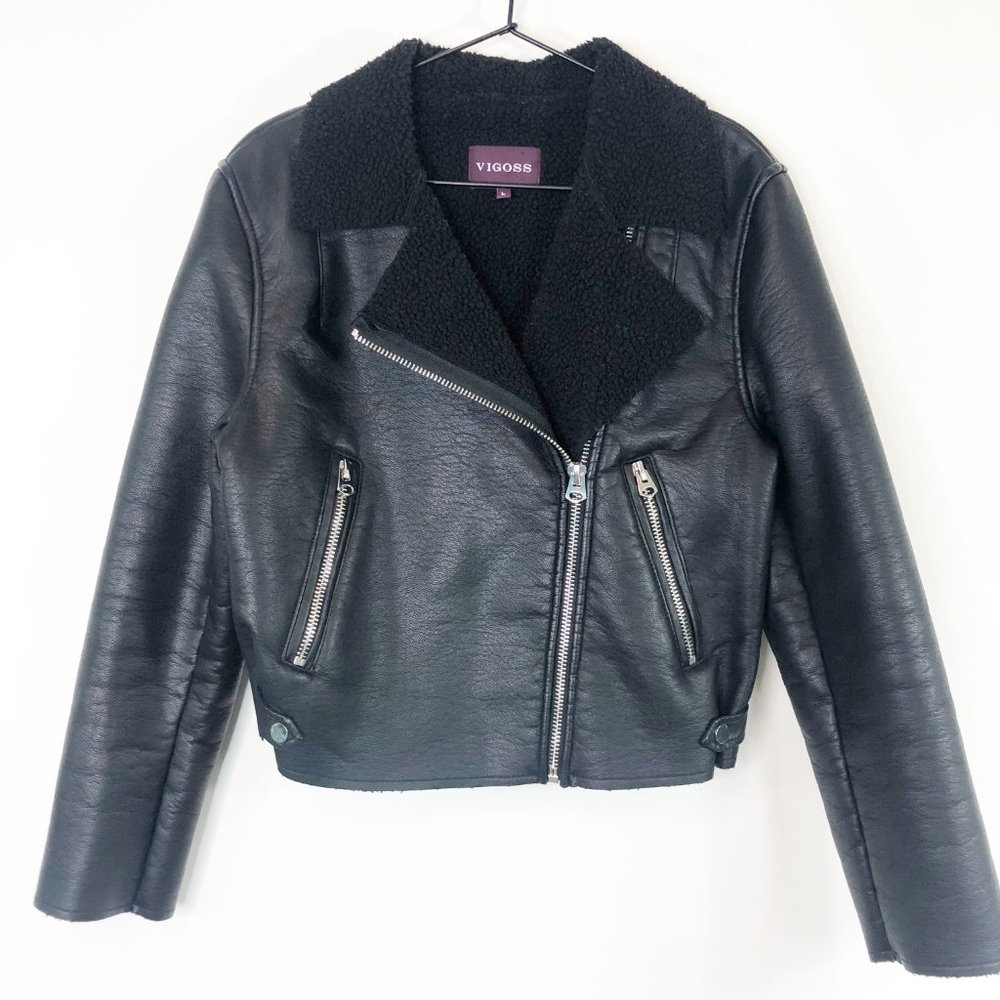 Vigoss Black Faux Leather Moto Jacket